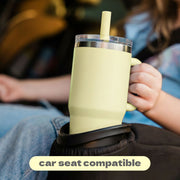 YAYA My First Travel Tumbler for Preschool Kids 3+, Insulated Stainless Steel, Spill-Proof Lid, Reusable Silicone Straw, BPA-Free, 12oz, Yellow