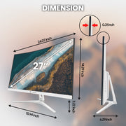 CRUA CR270QB 27 Inch FHD 100Hz Curved Monitor, 1080P 1800R 99% sRGB PC Computer Monitor, White 100Hz