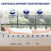 Subrtex Gel-Infused Memory Foam Mattress Topper, Plush Firmness, Removable Fitted Cover, Breathable Polyester Bamboo Blend, 4 Inch, Full