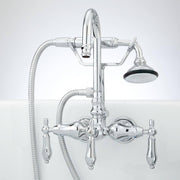 Signature Hardware RL-402-ML-C Gooseneck Tub Faucet with Hand Sprayer and Metal Lever Handles - Chrome. Showerhead and escutcheon to be made of brass plate.