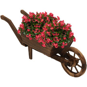 Sunnydaze Decor Wooden Wheelbarrow Outdoor Garden Planter, Medium Brown, 35 in x 10.25 in x 12 in, DSL-674