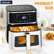Yilush Multifunctional Digital Air Fryer with Rotisserie and Dehydrator, 17 Touch Screen Presets, XL 7L Capacity, Auto Shutoff, Large Easy-View Window, Black, HQKJ