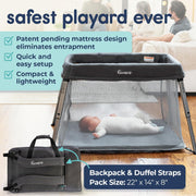 Hiccapop TravelPod Portable Crib Playard, Lightweight Foldable Travel Crib for Baby and Toddlers with Zippered Door, Waterproof Base, Carry Bag, HPR-TPOD