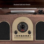 Crosley Hayes 8-In-1 Record Player with Bluetooth, Belt Drive Turntable, Built-In Speakers, Walnut Brown, CR7025A-WA