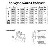 Rosvigor Womens Waterproof Raincoat, Lightweight Colorblock Windbreaker Jacket, Hooded with Pockets, Mid-Length, Relaxed Fit, Blue