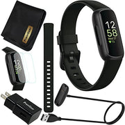 Fitbit Inspire 3 Health & Fitness Activity Tracker with Heart Rate, Sleep Tracking, Stress Management, Black, Small & Large Bands, Charging Cable, Wall Adapter, Screen Protectors