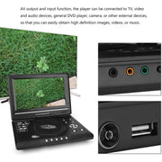 Tomshine Portable DVD Player with 270 Degree Widescreen LCD, Black - Power: 15W
