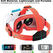 Wiher Virtual Reality Headset for Nintendo Switch w/Adjustable High-Definition Lenses, Red