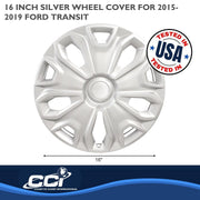 Coast2Coast 16 Inch 5 Split Spoke Silver Wheel Covers Set of 4 for Ford Transit 2015-2019 IWC51216S