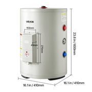 Vevor 12 Gallon Electric Tank Water Heater, 1600W Fast Heating, LED Display, Knob Control, Side Outlet, 120V Storage Design, Gray, FJI-POR-50S2