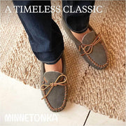 Minnetonka Men's Pile Lined Softsole Moccasin Slippers, Grey, Size 13, 2839410