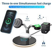 Famous Tech Shop 25W Qi2 3-in-1 Magnetic Wireless Charging Station with Smart Display and TEC Cooling Fan for iPhone Apple Watch AirPods, JJT-970