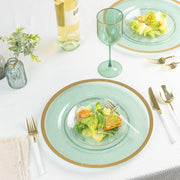 Plasticpro Green Plastic Wine Glasses with Gold Rim, 12 Oz, Set of 10, Durable Disposable Stemware