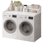 Tarnorci 54 in 2-Layer Washer Dryer Countertop with Storage Shelf and Side Safety Edge, White, XYJB-02-01