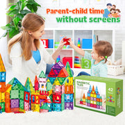 FunMagic Magnetic Tiles 120-Piece Educational Building Blocks Set, STEM Learning Toy - Ages 3-8