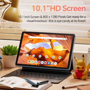 Doundy 10.1 Inch Android Tablet, Octa-Core Processor, 10GB RAM, 64GB Storage, Full HD IPS Display, Dual Cameras, Bluetooth 5.0, 6000mAh Battery, Gray
