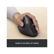 Logitech Lift for Business Left Vertical Ergonomic Mouse, Left-Handed, Wireless Bluetooth and Secured Logi Bolt USB, 4000 DPI Optical Sensor, Graphite, 910-006492