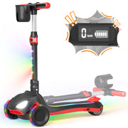 SIMATE D3 Electric Scooter for Kids Ages 4-10,Thumb Accelerator, LED Lights LCD Screen, 3 -Wheels Electric Scooter, Black
