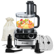 FIMEI HGM411 Food Processor, 12-Cup Capacity, 600W Motor, Compact Kitchen Chopper & Mixer, Triple Lock Safety System, BPA-Free Parts, Black