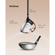 Naipo Complete Golf Club Set, 12-Piece, Right Handed, Unisex, With Stand Bag and Headcovers