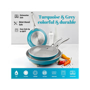 Gotham Steel 3-Pc. Nonstick With Stay Cool Handles 3-Pc. Aluminum Dishwasher Safe Non-Stick Frying Pan - BLUE ONE SIZE