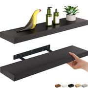 Ballucci Floating Shelf Set of 2, 24 in Long, 6 in Deep, White Engineered Wood with Invisible Metal Brackets, HAFS02W-2