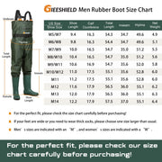 Gieeshield Waterproof Bootfoot Chest Waders, Lightweight 2-Ply Nylon PVC, Adjustable H-Back Suspenders, Waterproof Zipper Pocket, Boot Hanger, Green, M7 W9 DQ-WADERS-GR7