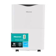 Hisense 35 Pint Dehumidifier, Energy Star Certified, 3,000 Sq. Ft Coverage, Easy Carry Handle, Low Noise Operation, Hassle-Free Water Removal, White, WHD3525