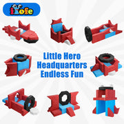 iYofe Kids Modular Play Couch, 14PCS Foldable Soft Toddler Sofa, 3-in-1 Convertible Foam Floor Bed, Red Black Blue White