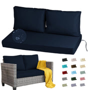 Geemuslly Outdoor Loveseat Cushion Set, Waterproof Fade-Resistant Olefin Fabric, Thick 5-Inch Seat and Back Cushions, Blue, 48 x 24 in