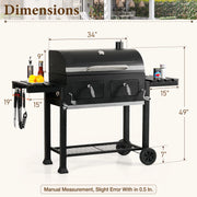 Summit Living 34'' Charcoal Grill Extra Large Portable BBQ Grill, Black