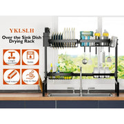 OKENTEN Over Sink Adjustable Dish Drying Rack, 2-Tier Large