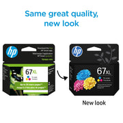 HP 3YM58AN#RFD 67XL Tri-Color High Yield Original Ink Cartridge, Vibrant Cyan Magenta Yellow Ink, Approx 200 Page Yield