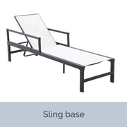 My Texas House Cambria Steel Outdoor Chaise Lounge, Black Powder-Coated Steel Frame, Off-White Stain-Resistant Cushions, Adjustable 5-Position Reclining Backrest