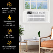 Whirlpool WHHW182BW 1,000 Sq. Ft. 18,000 BTU 230V Window Mounted Air Conditioner with Supplemental Heat - White