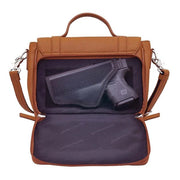 Gun Tote'n Mamas Gtm-36/Saddle Classic School Girl Satchel Concealed Carry Crossbody Bag