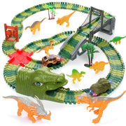 APPIE Dinosaur Track Toys with LED Light, 1 race car and 1 dinosaur car