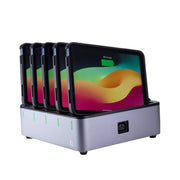 ZAGG ChargeStation Pro Tablet Charging Station, Lockable Wireless Charging for 5 iPad 10th Gen Devices, Includes Rugged Cases, Grey, 109918059