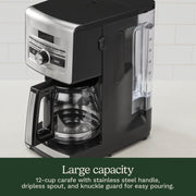 Cuisinart Personal Brew 12-Cup Drip Coffee Maker, Programmable with Adjustable Brew Strength, Stainless Steel and Black, DCC-12