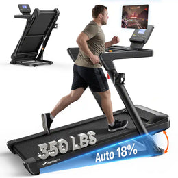 MERACH MR-T31B1 Folding Treadmill with 18% Auto Incline, 3.5HP Treadmill with Wide Belt, 350lbs Capacity, App Control