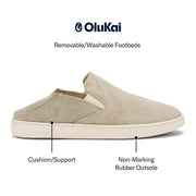 OluKai Pehuea Luxe Suede Slip-On Sneakers for Ladies - Tapa/Tapa - 8M
