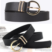 SENDEFN Women Leather Belts 2 Pack, Adjustable Pin Buckle Waist Belts, Genuine Leather, Black and Brown
