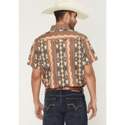 Sendero Provisions Co. Wyatt Pearl Snap Short-Sleeve Serape Button-Down Shirt, Tempe Stripe, 100% Cotton, Loose Fit, SPCS723S13Y