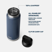 YETI Rambler Bottle with Chug Cap, Double-Wall Vacuum Insulated, Leakproof, 36 oz, Firefly Yellow, 81628652