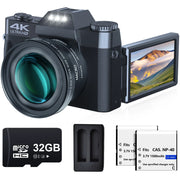 Saneen W01 4K 48MP 16X Zoom Digital Camera, Black