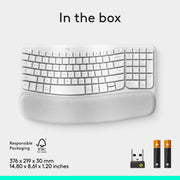 Logitech Wave Keys Wireless Ergonomic Keyboard with Cushioned Palm Rest, Multi-Device Bluetooth Connectivity, Off White, 920-012275