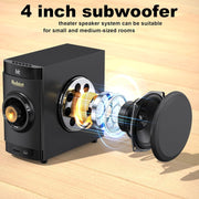 Bobtot 5.1 Surround Sound Speaker System, 200W Peak Power, Bluetooth, 5 Wired Speakers with 4 Inch Woofer, Built-in Receiver, ARC Optical AUX RCA Coaxial Inputs, Home Theater B38