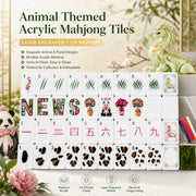American Mahjong Set, 160-Piece Emerald Green 4-Layer Acrylic Tiles with Umbrella Monkey and Bow-Tie Panda Designs, Portable Carrying Bag