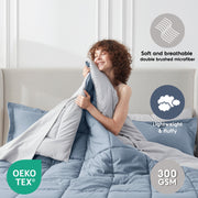 Lammaloe King Comforter Set, Reversible Down-Alternative Microfiber, 7-Piece Bedding Set, Stone Blue