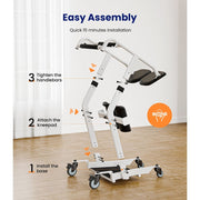 VOCIC Sit to Stand Patient Lift with 400 lb Capacity, Foam Handles, Foldable Seat, White, AY03